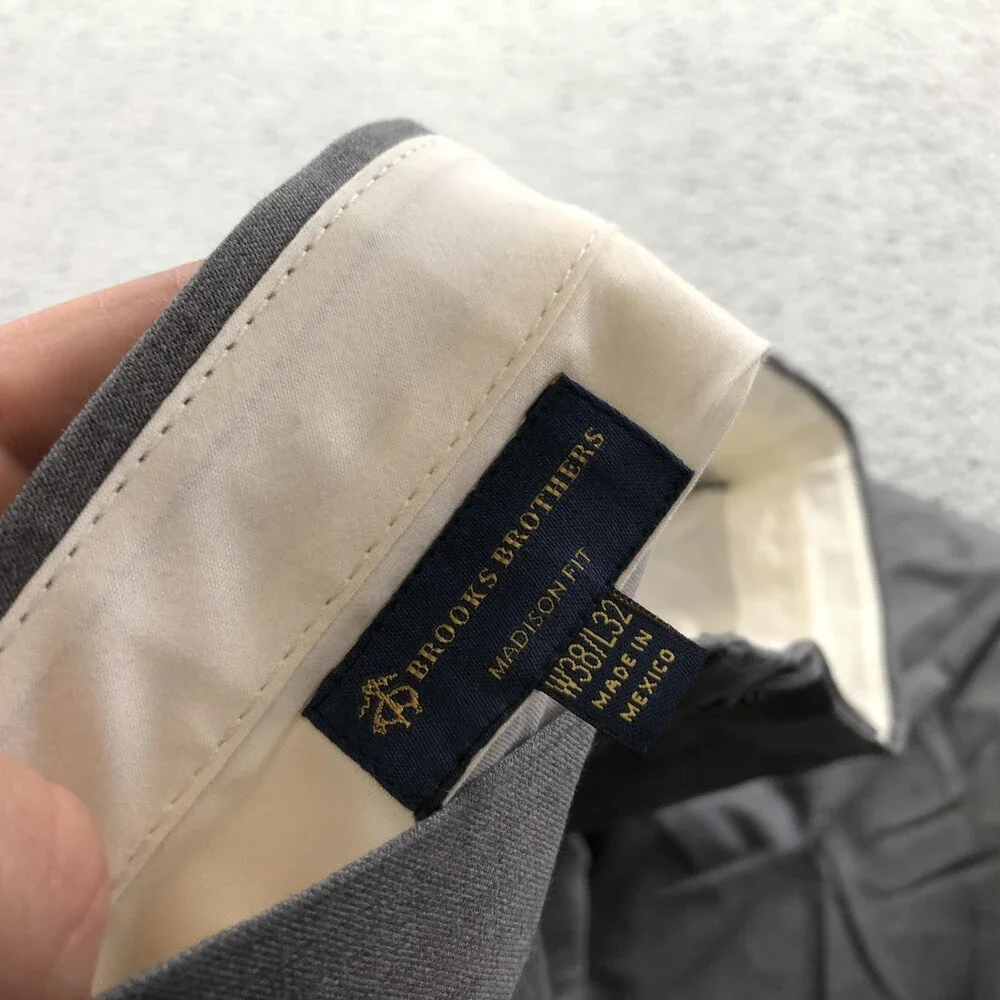Brooks Brothers Pants Mens 38x32 Gray Wool Dress Flat Front Straight Madison Fit